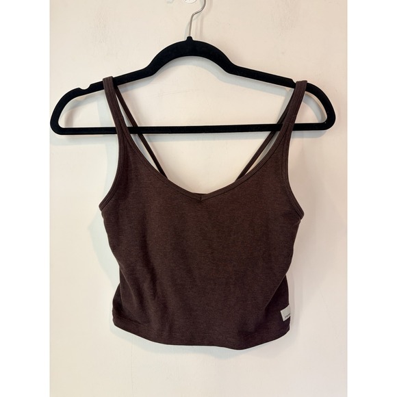 Vuori Tops - Vuori Brown Cropped Tank Top Medium Built In Bra Strappy Back Yoga Athleisure